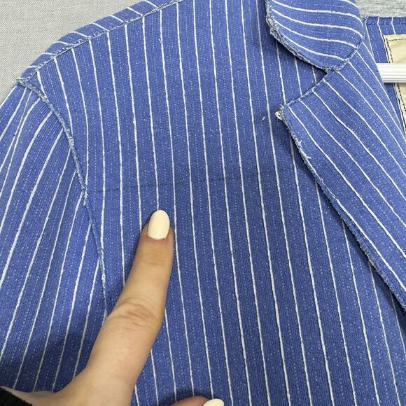 BOB Blazer Jacket Mens IT 50 Blue Striped Knit Sport Coat Made in Italy Preppy - Picture 3 of 14